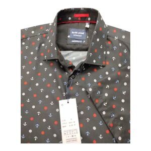 Silver Stone NWT Black Nautical Short Sleeve Shirt Mens XL